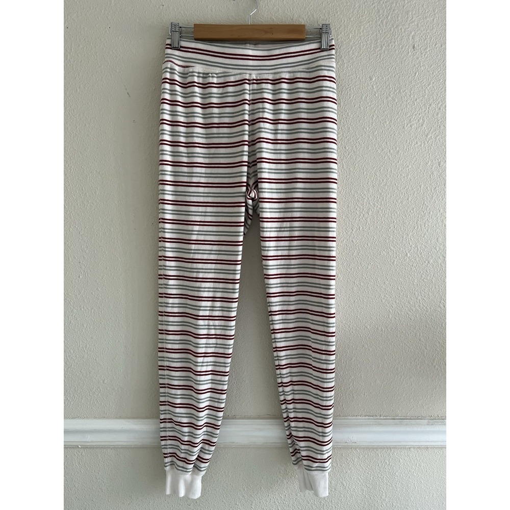 Pact Organic Cotton Womens Small Striped Pajama Jogger Pants Small Cozy Holiday